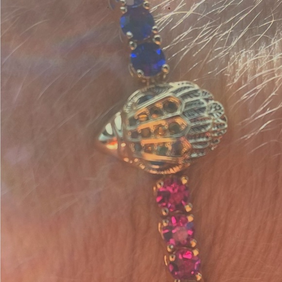 Kurt Geiger London Rainbow Crystal Eagle Tennis Bracelet Gold Tone NWT - Picture 2 of 11